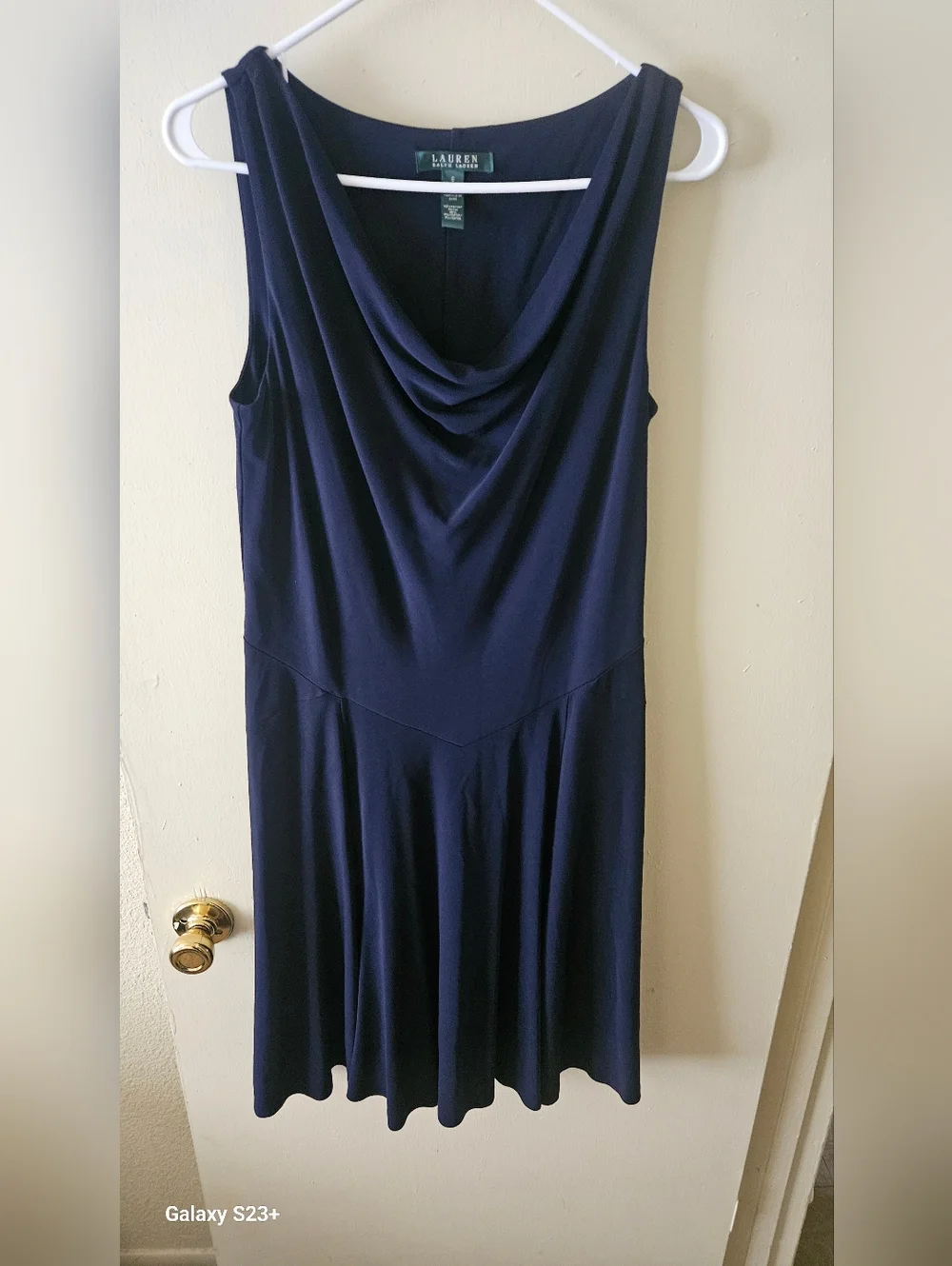 Ralph Lauren Navy Sleeveless Cowl-Neck Midi Dress - Picture 2 of 6